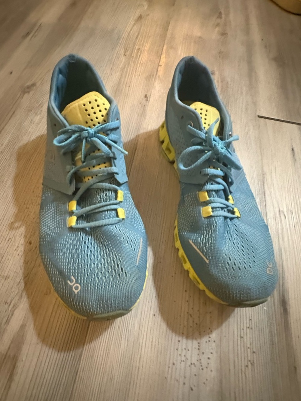 On Cloud Women's Running Sneakers in Teal and Yellow